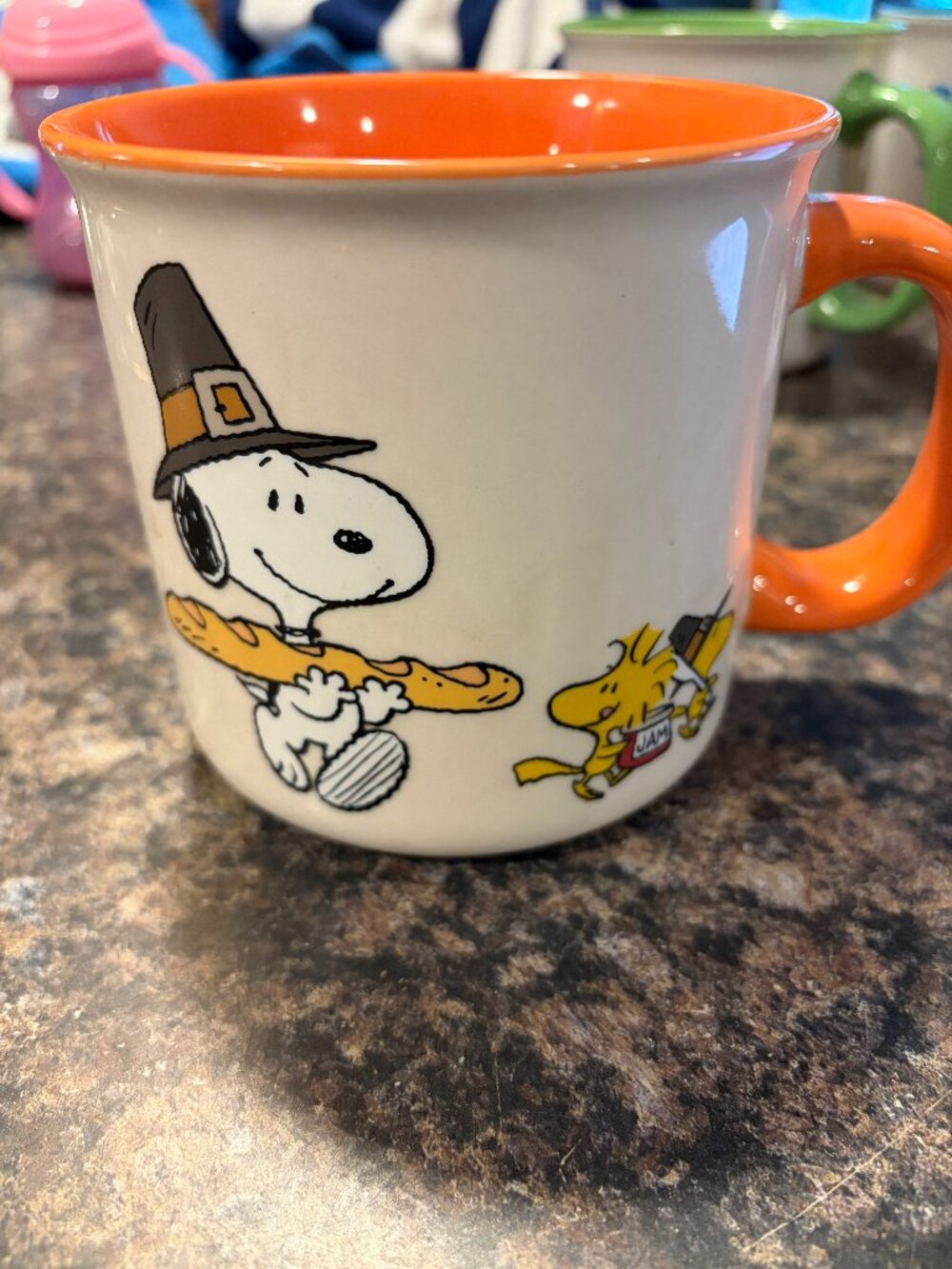 Peanuts Snoopy Woodstock Bountiful Blessings! Thanksgiving Pilgrim Mug Cup 24oz
